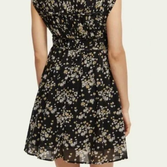 NWT Scotch & Soda | V-neck Sleeveless Mini Dress Black Dandelion | Women Large - Picture 5 of 11